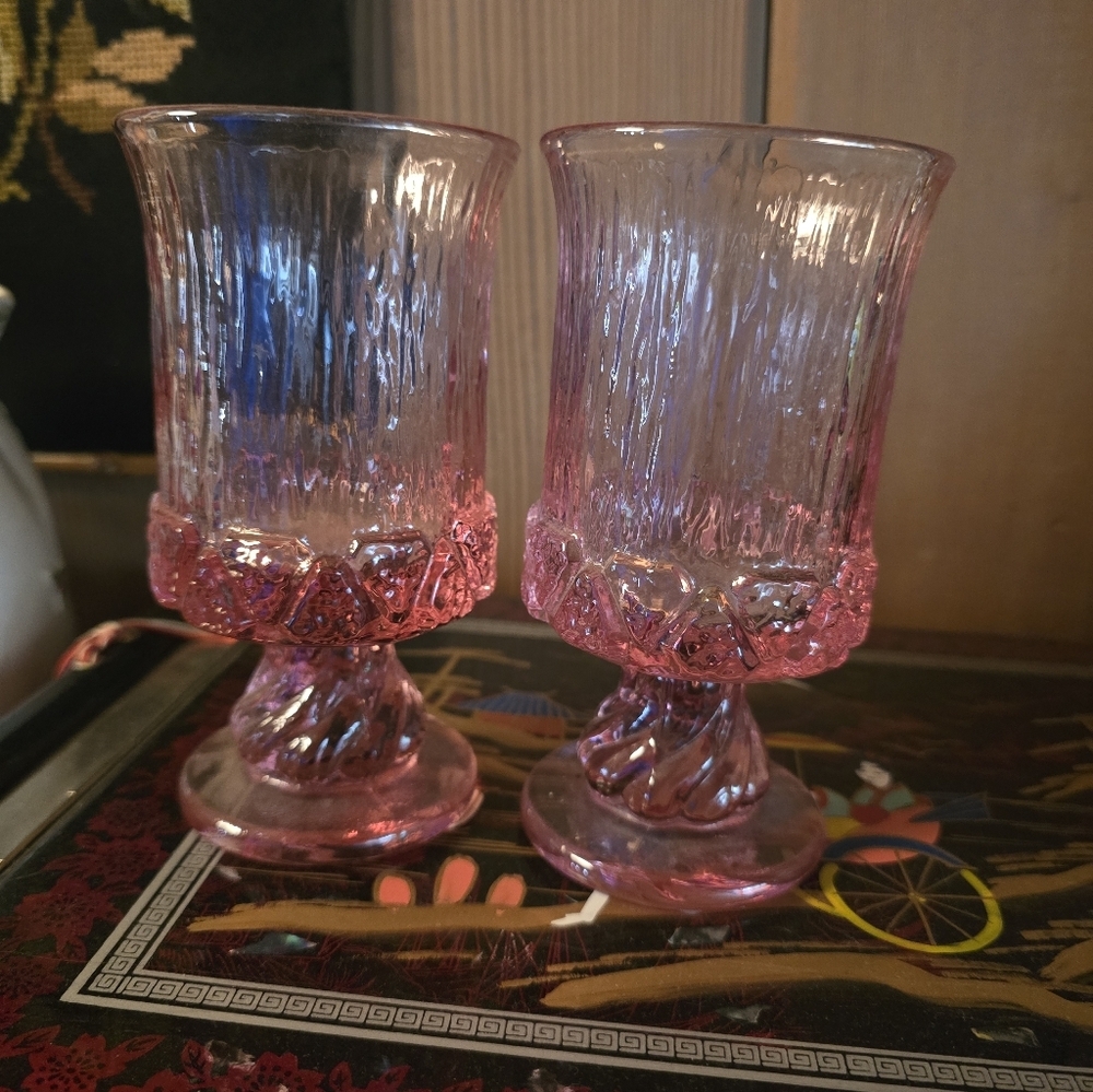 Fostoria Sorrento Elegant Pink Glass Goblets